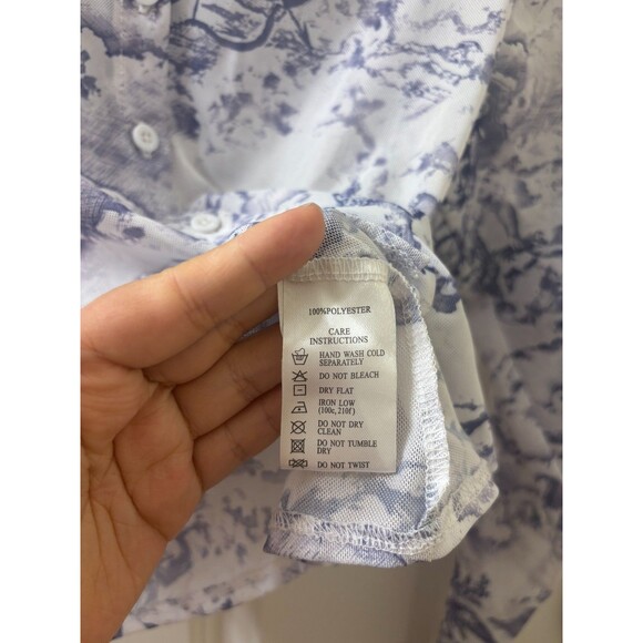 MOTEL KELLY SHIRT 20'S CHERUB WHITE BLUE long sleeve CROP top blouse S - Picture 8 of 11